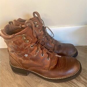 Ariat Brown Leather Lace-Up Ankle Work Boots